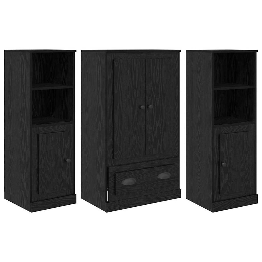 Highboard 3 pcs Zwart Eiken 35 x 60 x 103,5 cm Bewerkt hout