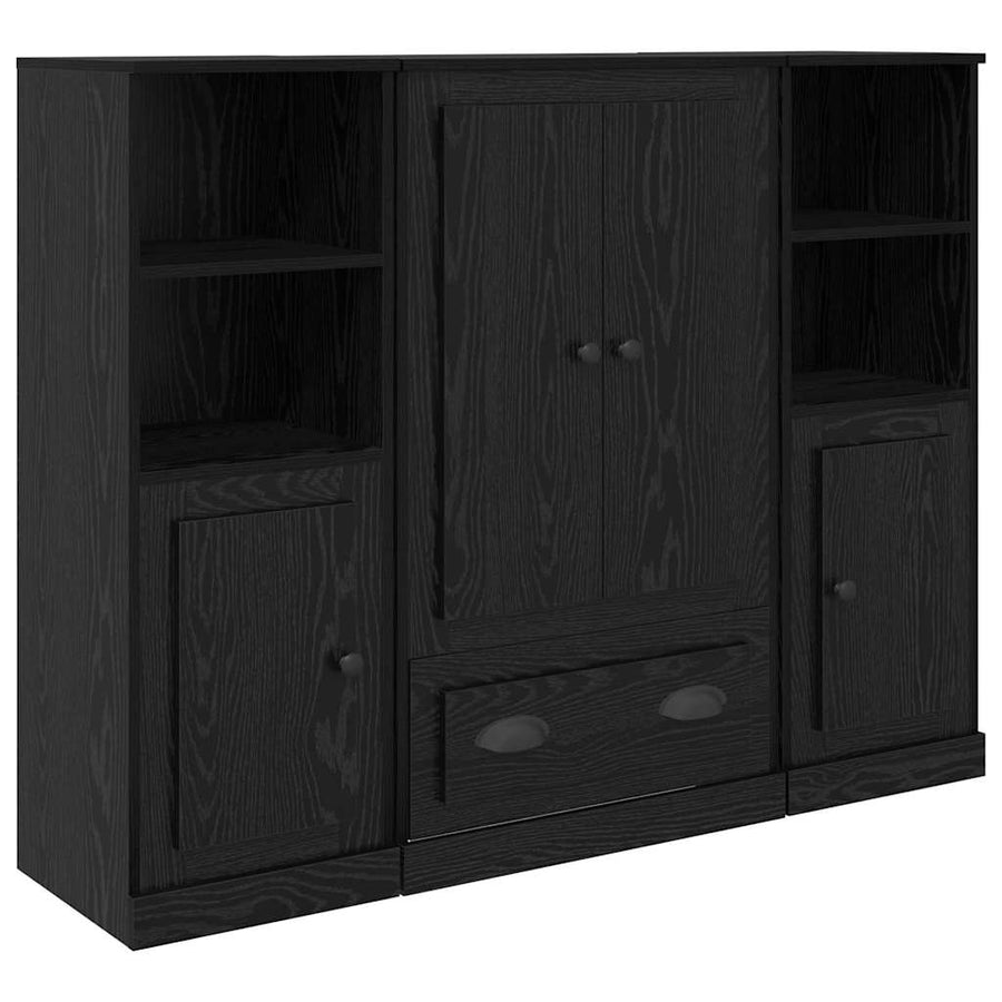 Highboard 3 pcs Zwart Eiken 35 x 60 x 103,5 cm Bewerkt hout