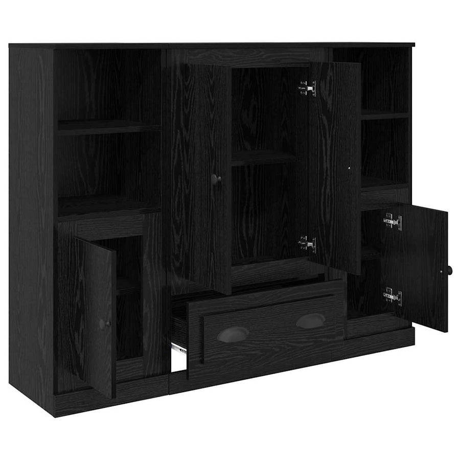 Highboard 3 pcs Zwart Eiken 35 x 60 x 103,5 cm Bewerkt hout