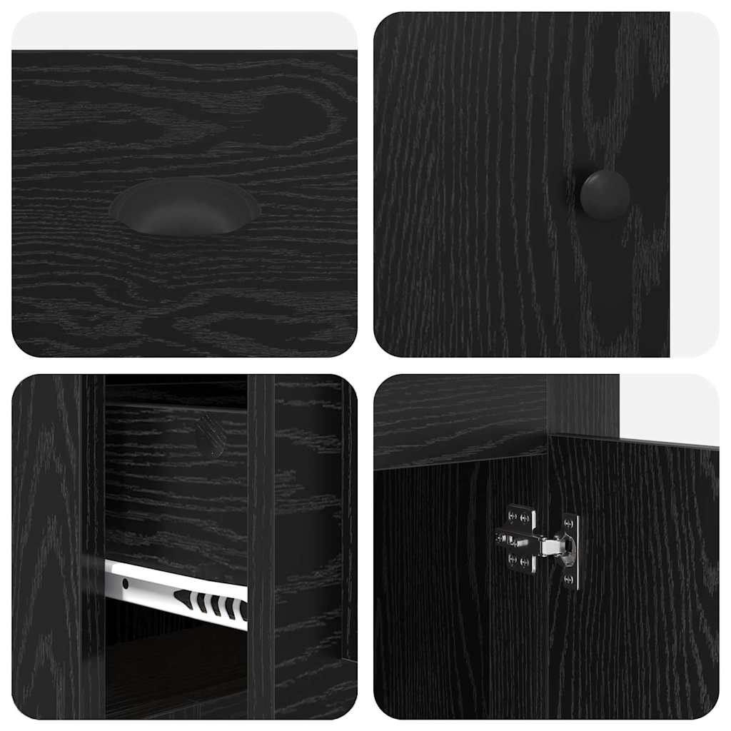 Bureau met kast Zwart Eiken 154,5 x 50 x 75 cm Bewerkt hout