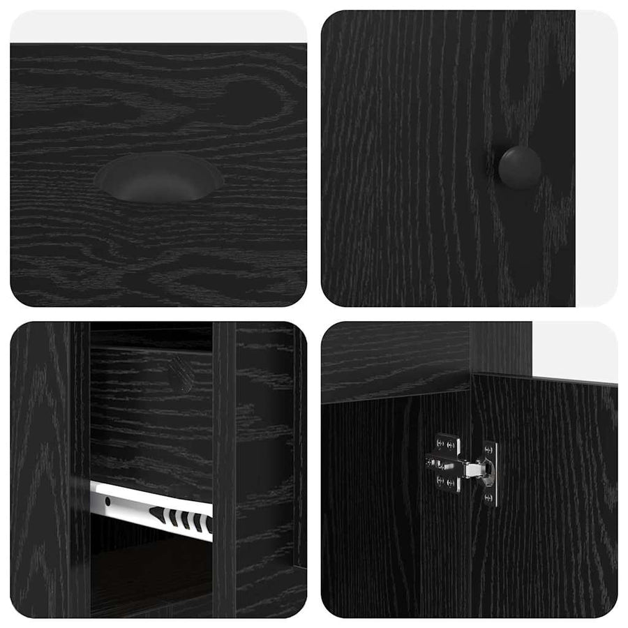 Bureau met kast Zwart Eiken 154,5 x 50 x 75 cm Bewerkt hout