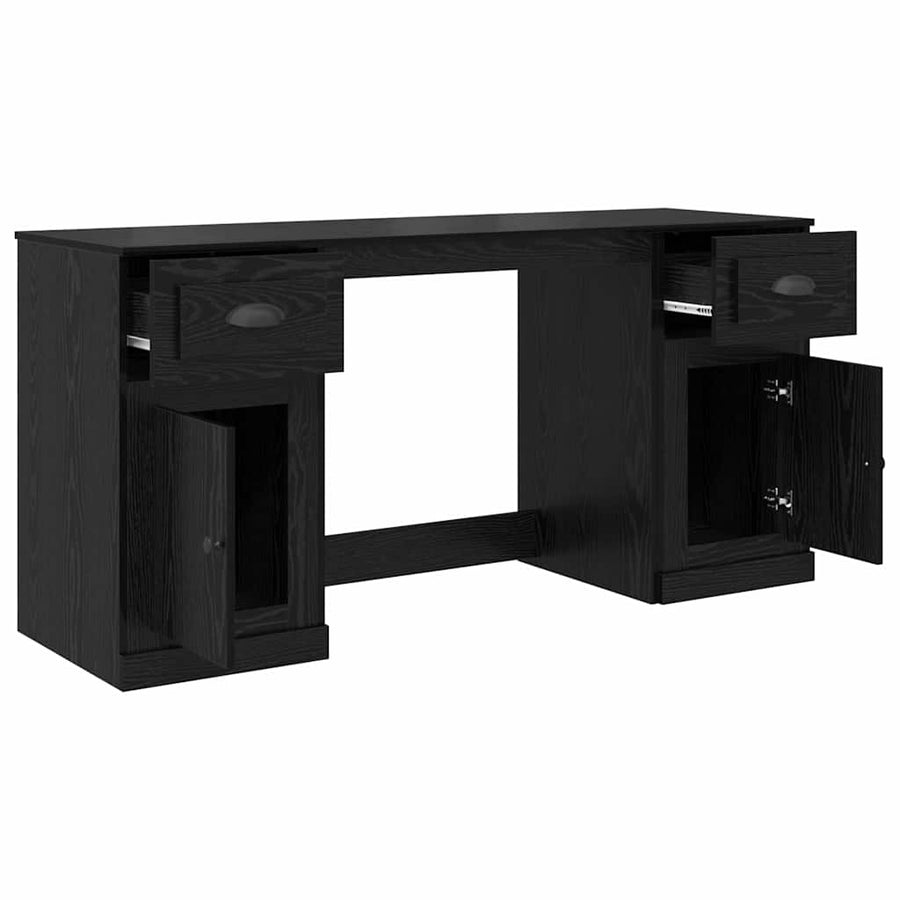 Bureau met kast Zwart Eiken 154,5 x 50 x 75 cm Bewerkt hout