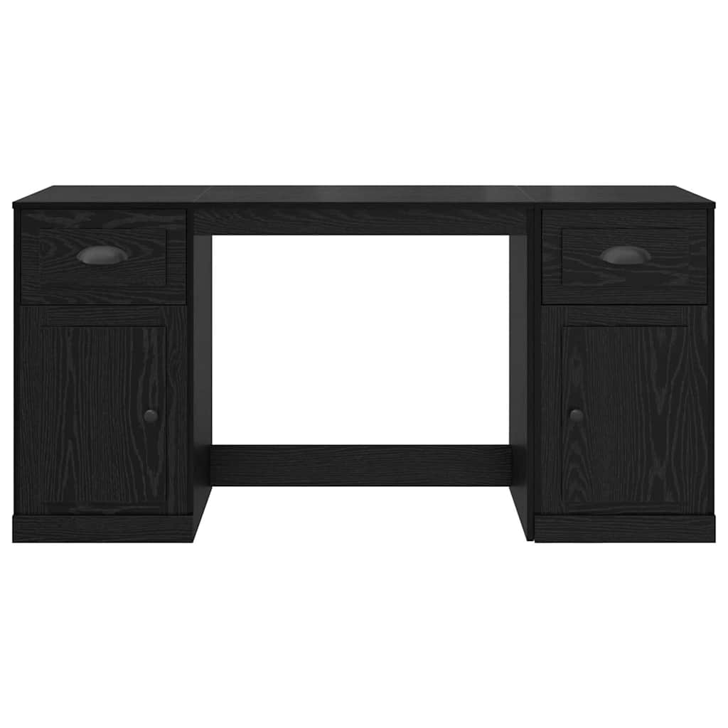 Bureau met kast Zwart Eiken 154,5 x 50 x 75 cm Bewerkt hout