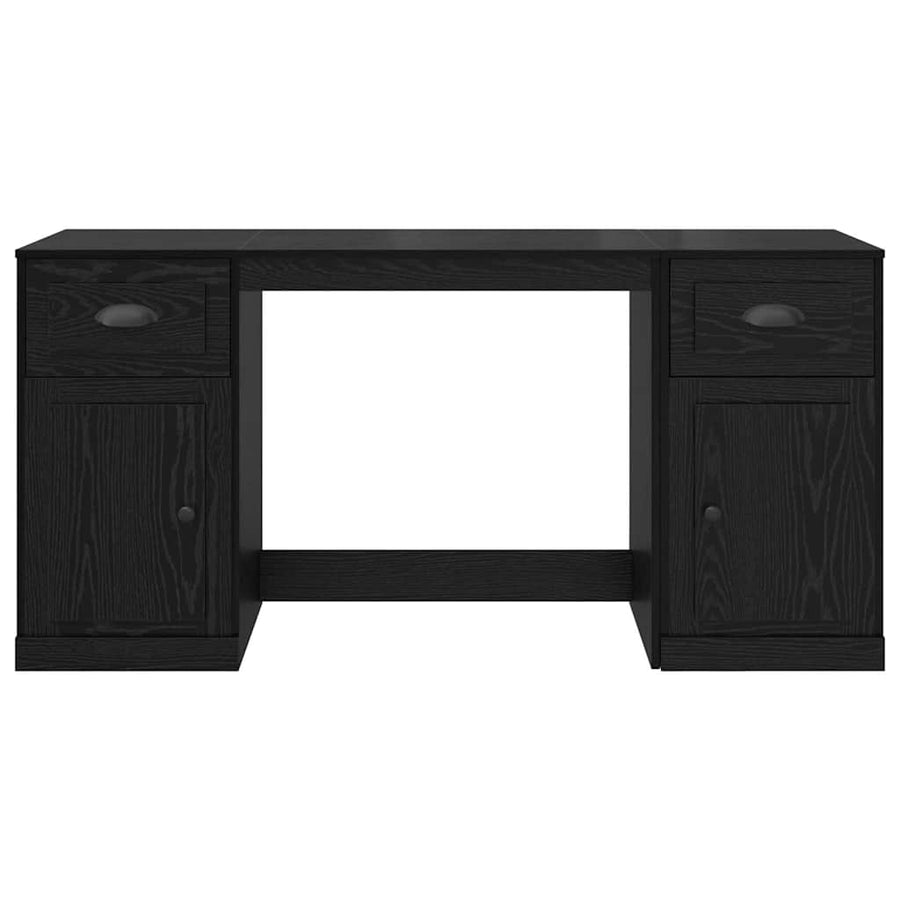 Bureau met kast Zwart Eiken 154,5 x 50 x 75 cm Bewerkt hout