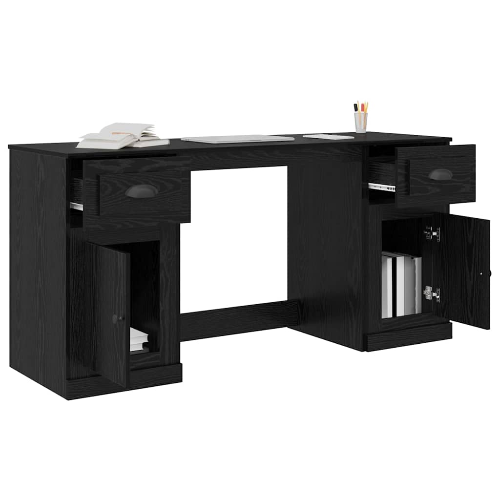 Bureau met kast Zwart Eiken 154,5 x 50 x 75 cm Bewerkt hout