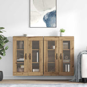 Wandkast 69,5x34x90 cm bewerkt hout set van 2