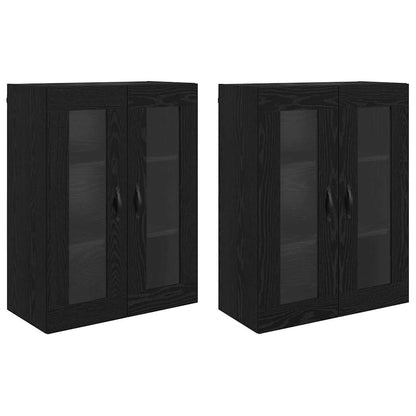 Wandgemonteerde Kasten 2 pcs Zwart Eiken 69,5 x 34 x 90 cm