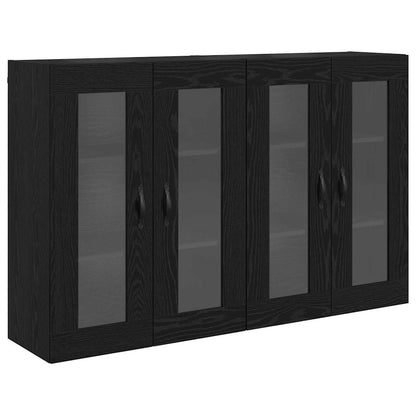 Wandgemonteerde Kasten 2 pcs Zwart Eiken 69,5 x 34 x 90 cm