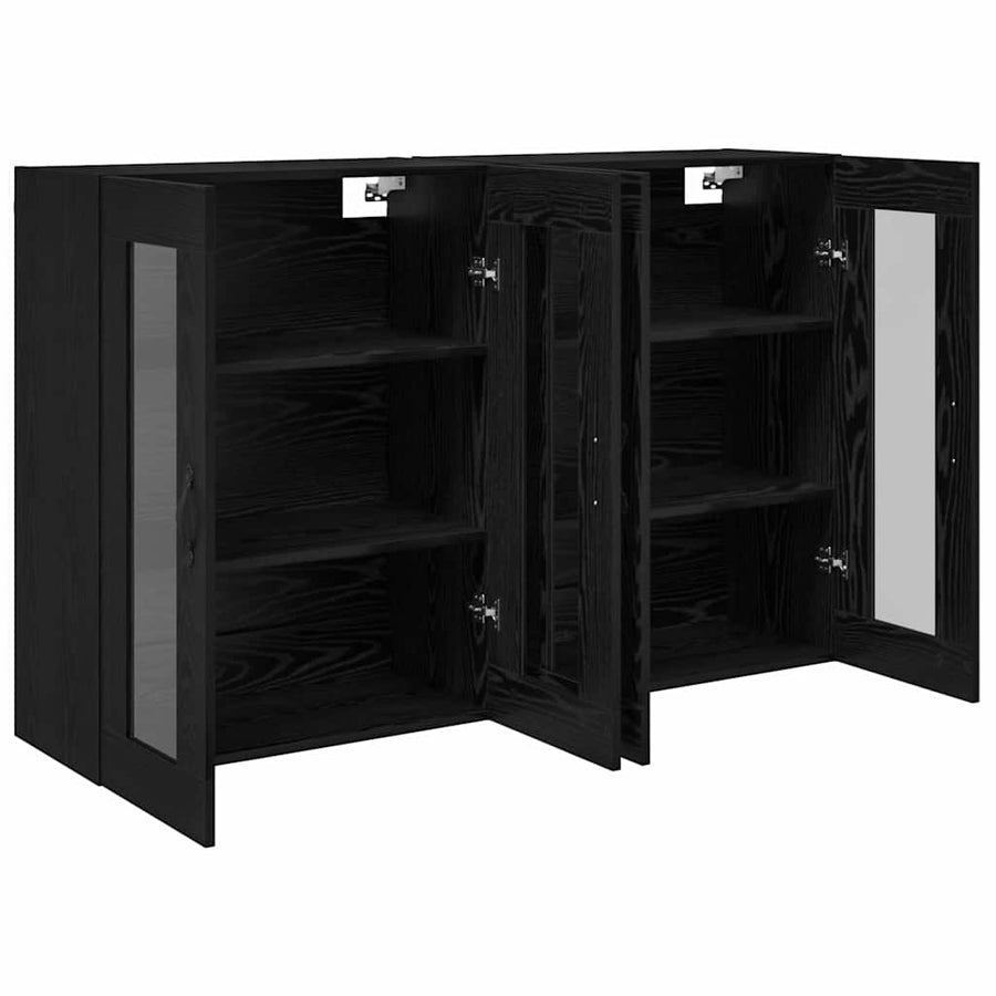 Wandgemonteerde Kasten 2 pcs Zwart Eiken 69,5 x 34 x 90 cm