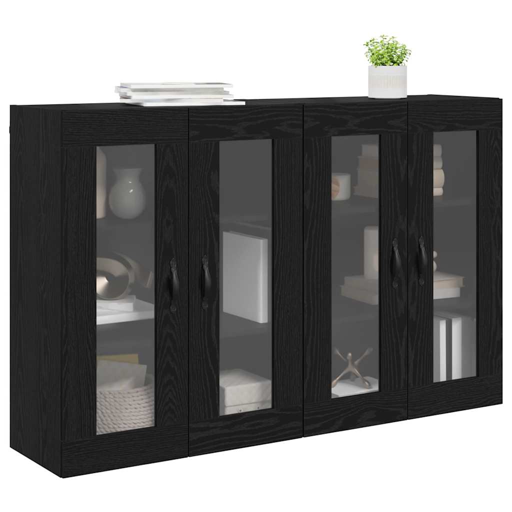 Wandgemonteerde Kasten 2 pcs Zwart Eiken 69,5 x 34 x 90 cm