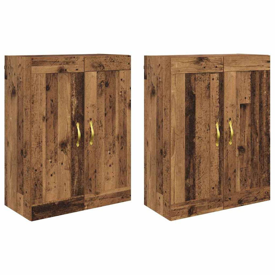 Wandkasten 2 pcs Oud Hout 69,5 x 34 x 90 cm Bewerkt hout