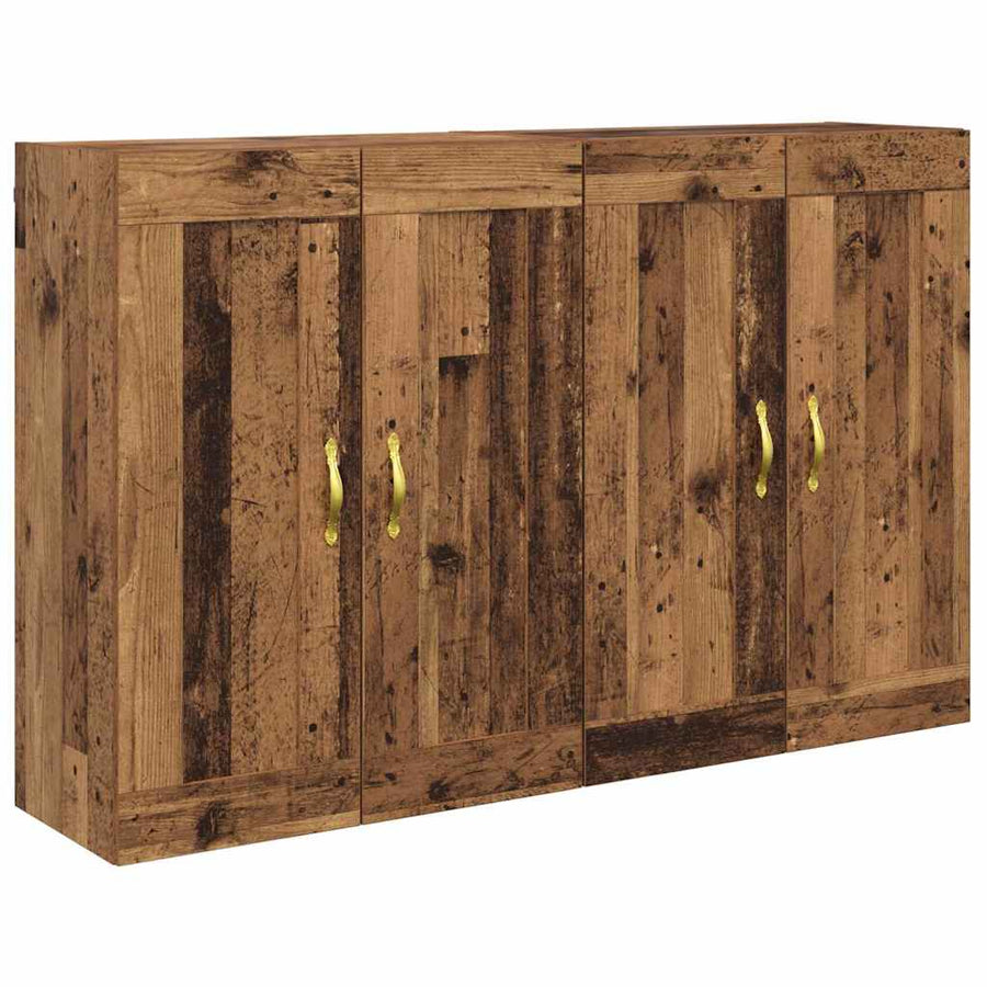 Wandkasten 2 pcs Oud Hout 69,5 x 34 x 90 cm Bewerkt hout