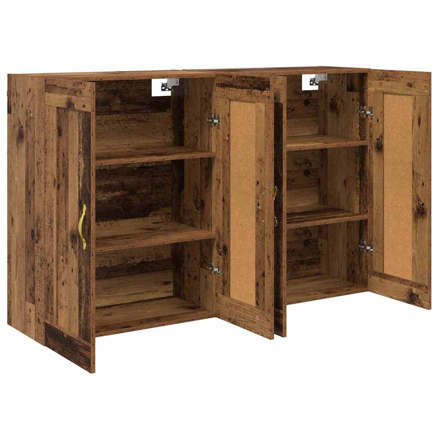 Wandkasten 2 pcs Oud Hout 69,5 x 34 x 90 cm Bewerkt hout