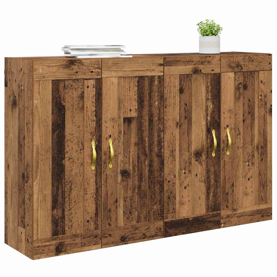 Wandkasten 2 pcs Oud Hout 69,5 x 34 x 90 cm Bewerkt hout