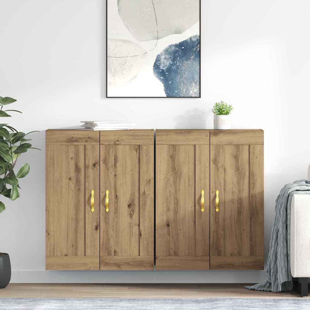 Wandkasten 2 pcs Artisan Eiken 69,5 x 34 x 90 cm Bewerkt hout