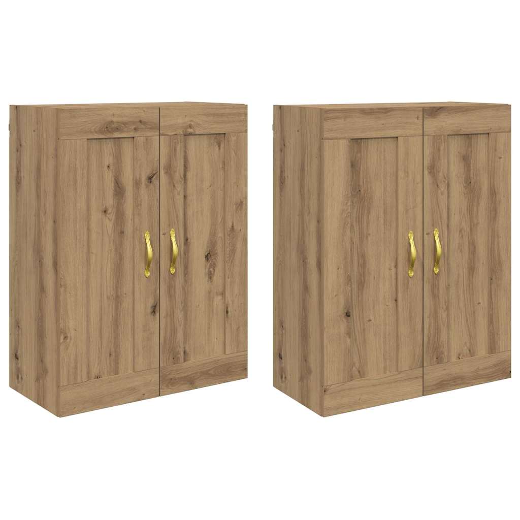 Wandkasten 2 pcs Artisan Eiken 69,5 x 34 x 90 cm Bewerkt hout