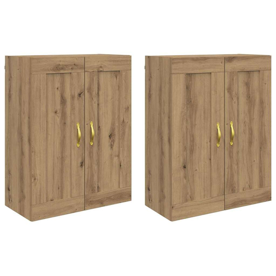 Wandkasten 2 pcs Artisan Eiken 69,5 x 34 x 90 cm Bewerkt hout