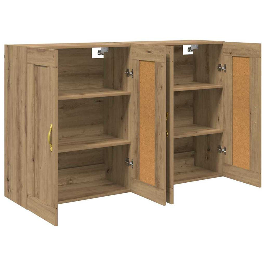 Wandkasten 2 pcs Artisan Eiken 69,5 x 34 x 90 cm Bewerkt hout