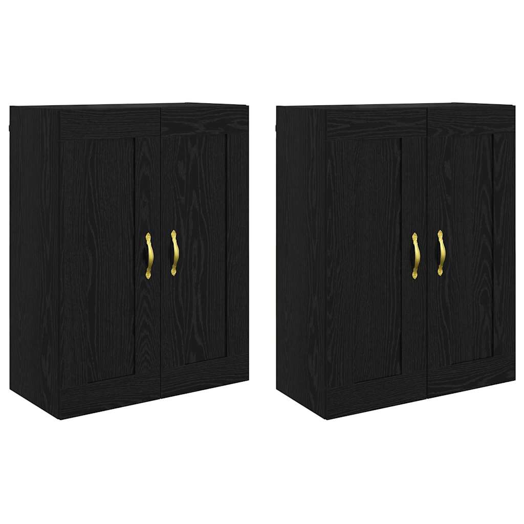 Wandkasten 2 pcs Zwart Eiken 69,5 x 34 x 90 cm Bewerkt hout