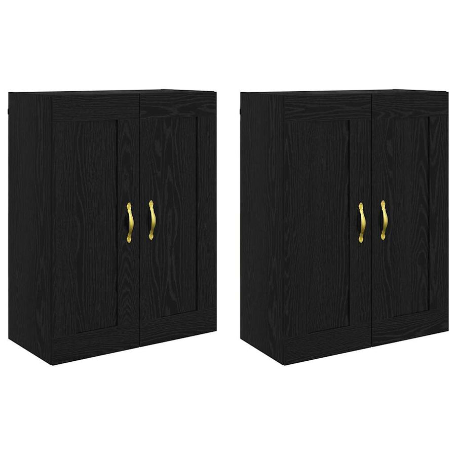 Wandkasten 2 pcs Zwart Eiken 69,5 x 34 x 90 cm Bewerkt hout