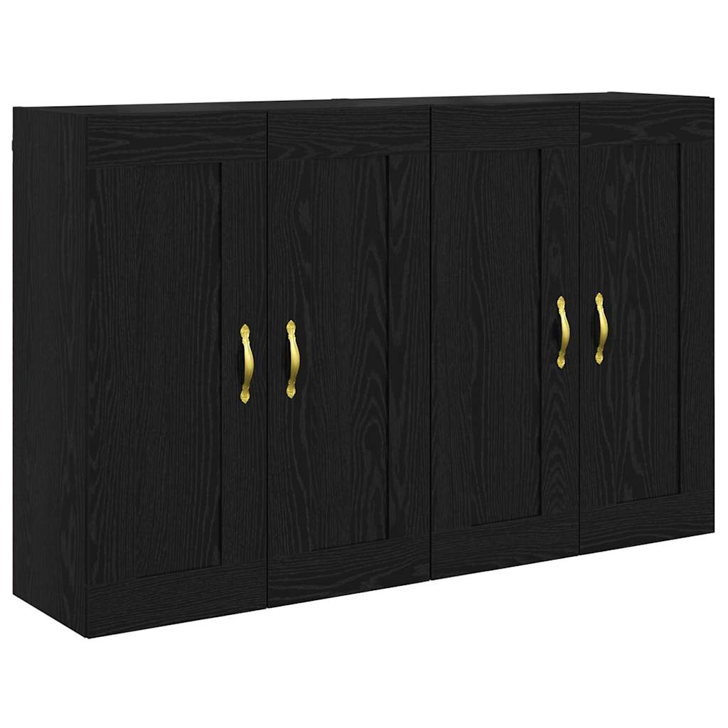 Wandkasten 2 pcs Zwart Eiken 69,5 x 34 x 90 cm Bewerkt hout