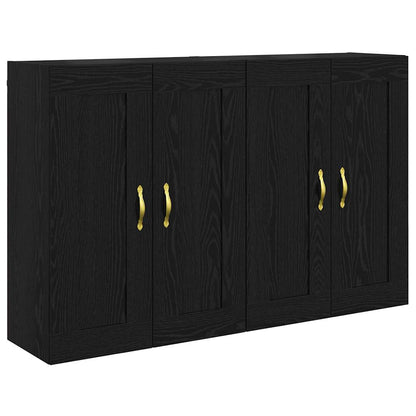 Wandkasten 2 pcs Zwart Eiken 69,5 x 34 x 90 cm Bewerkt hout