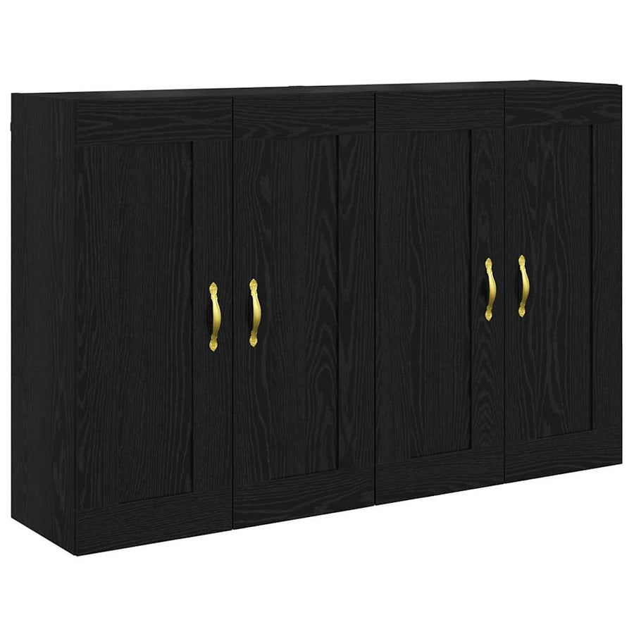Wandkasten 2 pcs Zwart Eiken 69,5 x 34 x 90 cm Bewerkt hout