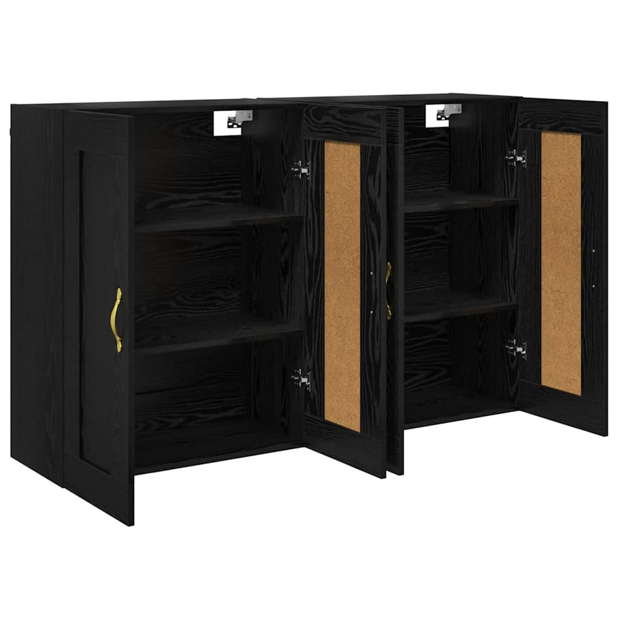 Wandkasten 2 pcs Zwart Eiken 69,5 x 34 x 90 cm Bewerkt hout