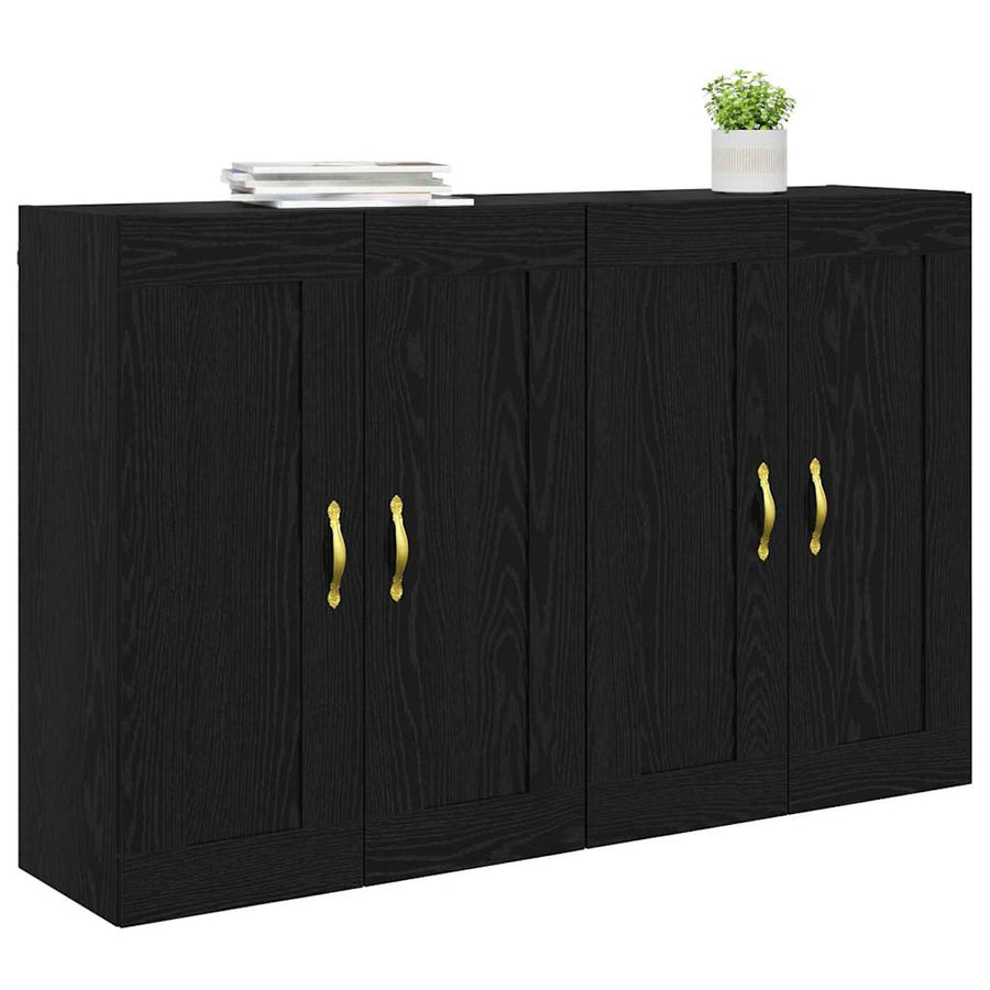 Wandkasten 2 pcs Zwart Eiken 69,5 x 34 x 90 cm Bewerkt hout