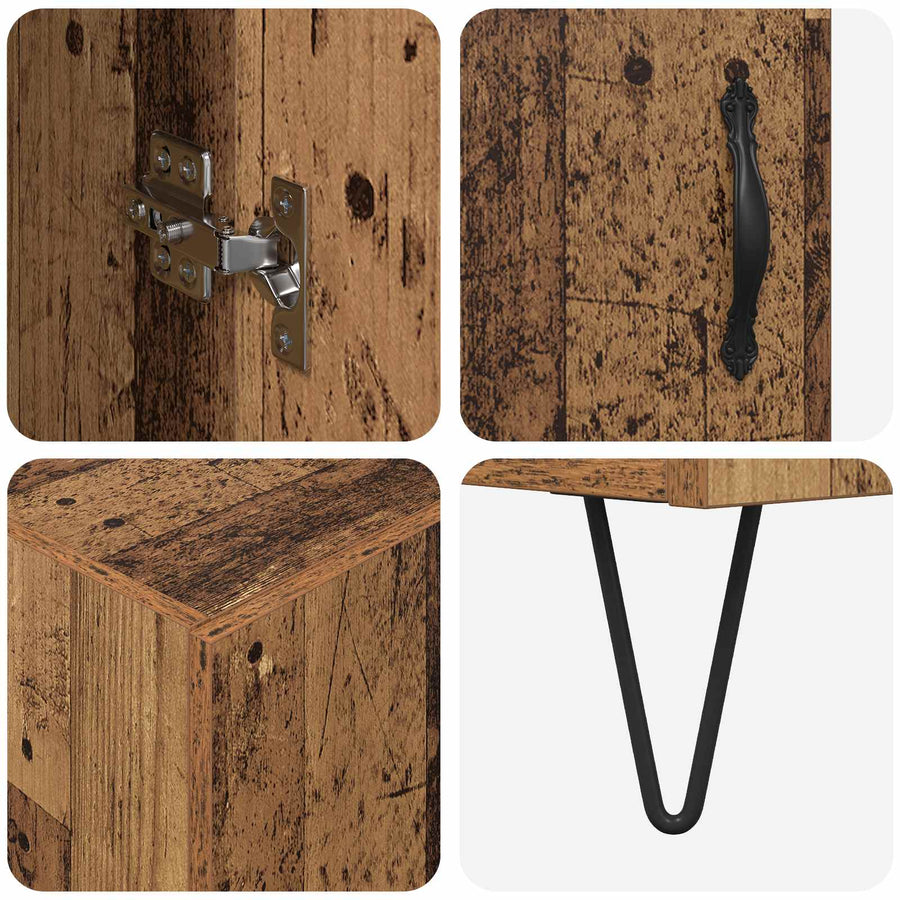 Hoge kast Oud Hout 69,5 x 34 x 180 cm Bewerkt hout
