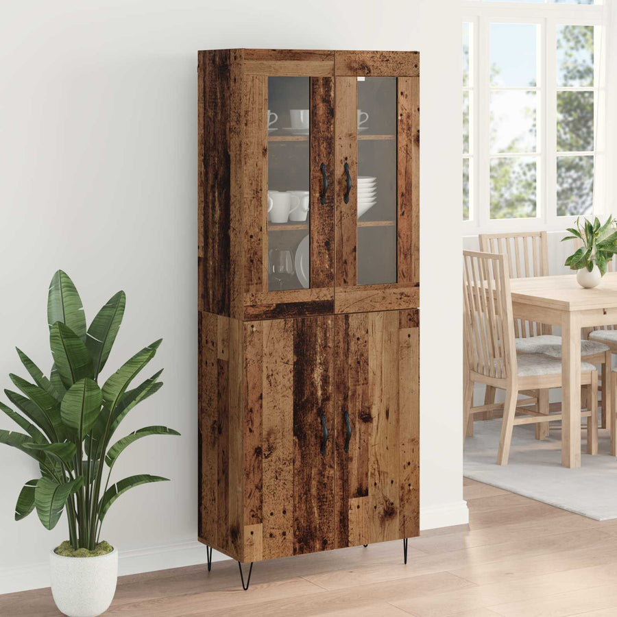 Hoge kast Oud Hout 69,5 x 34 x 180 cm Bewerkt hout