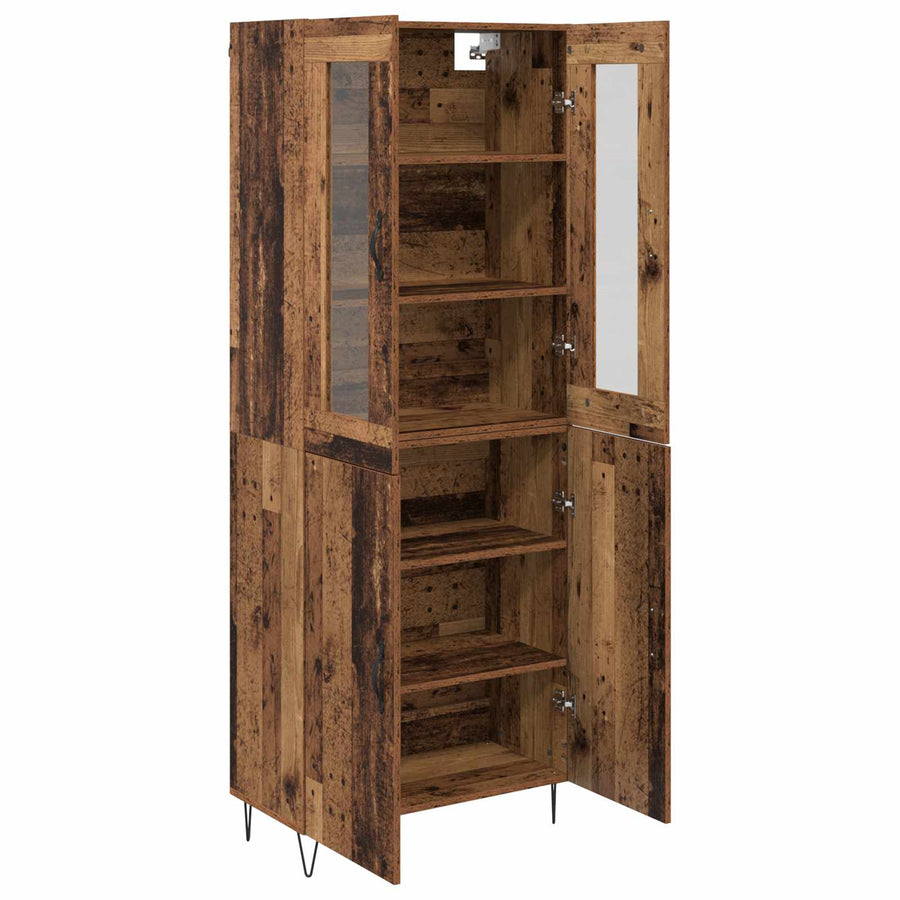 Hoge kast Oud Hout 69,5 x 34 x 180 cm Bewerkt hout