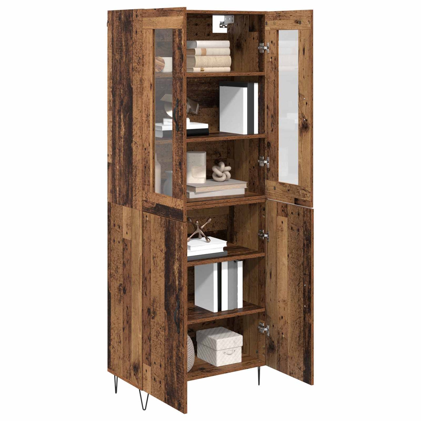 Hoge kast Oud Hout 69,5 x 34 x 180 cm Bewerkt hout