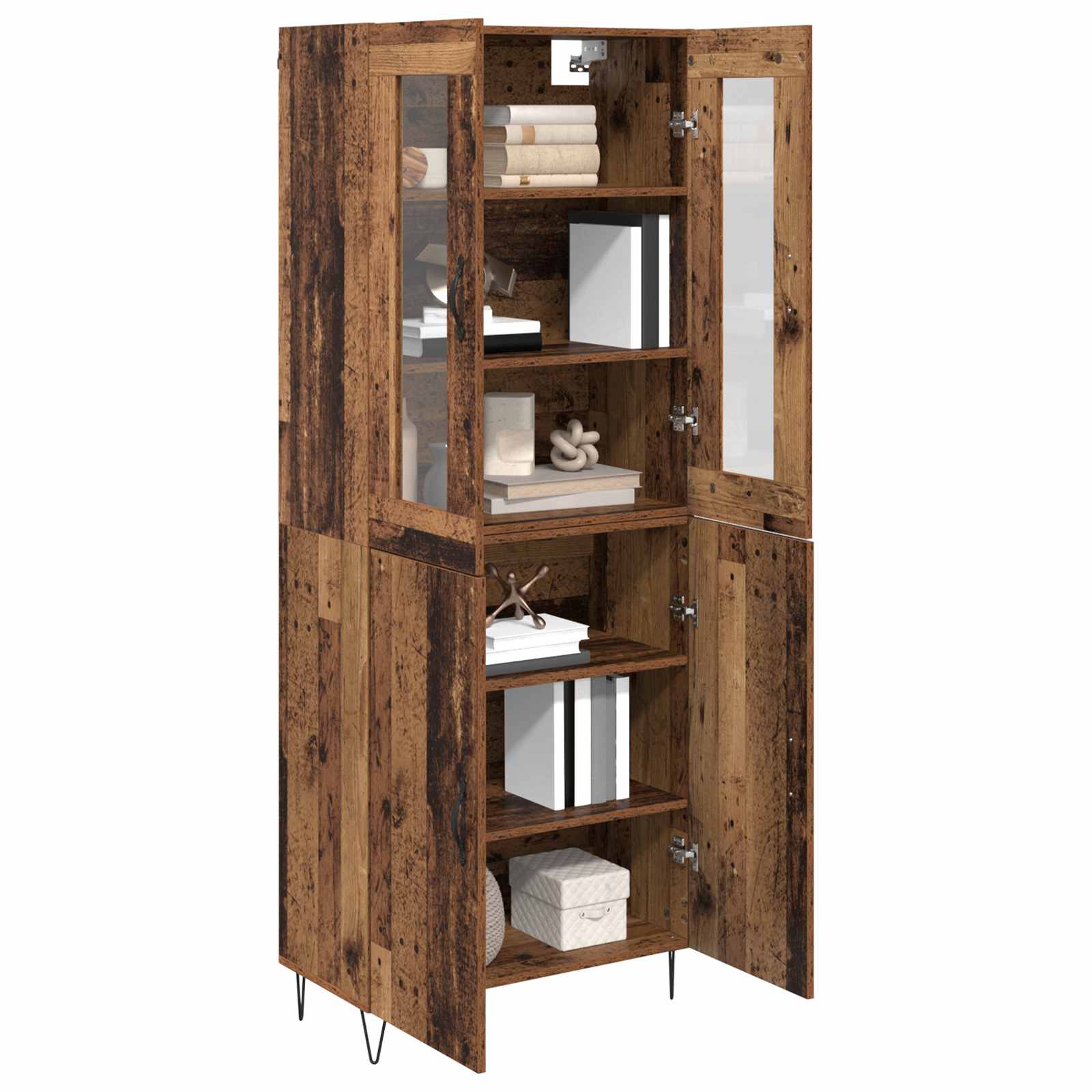 Hoge kast Oud Hout 69,5 x 34 x 180 cm Bewerkt hout