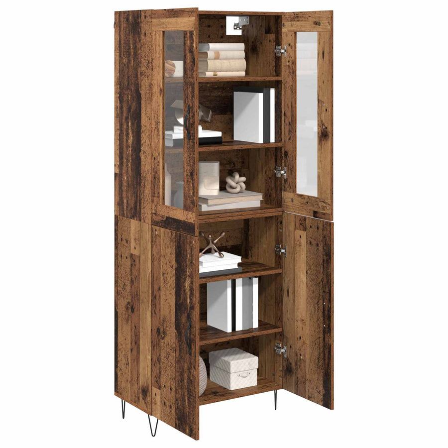 Hoge kast Oud Hout 69,5 x 34 x 180 cm Bewerkt hout