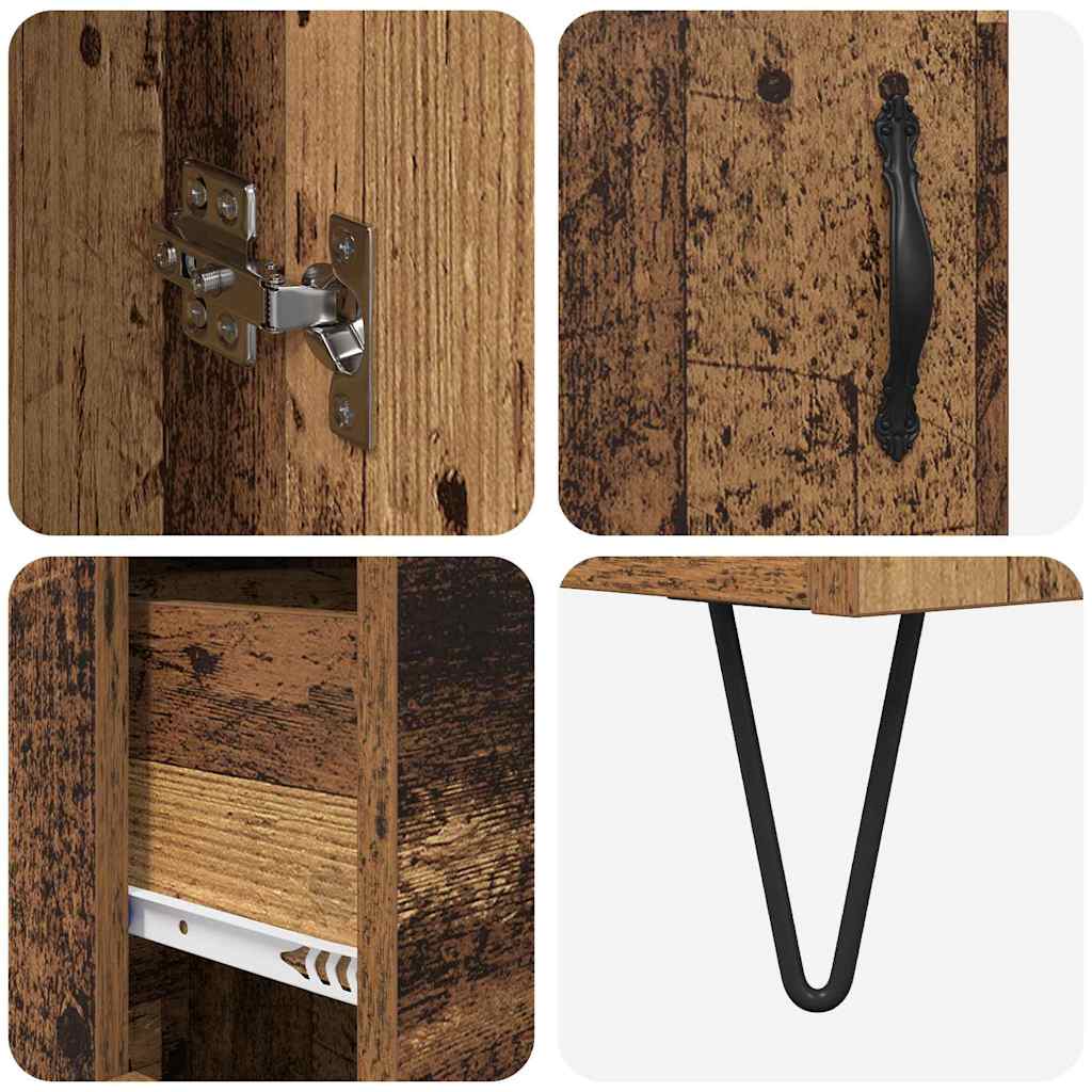 Highboard met lade Oud Hout 69,5 x 34 x 180 cm Bewerkt hout