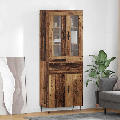 Highboard met lade Oud Hout 69,5 x 34 x 180 cm Bewerkt hout