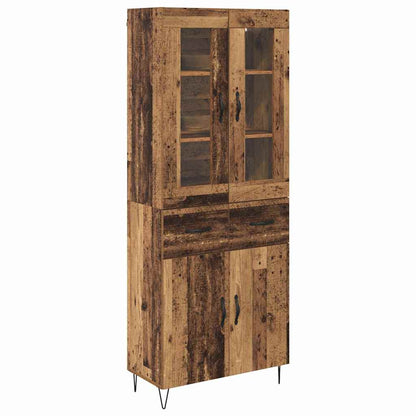 Highboard met lade Oud Hout 69,5 x 34 x 180 cm Bewerkt hout