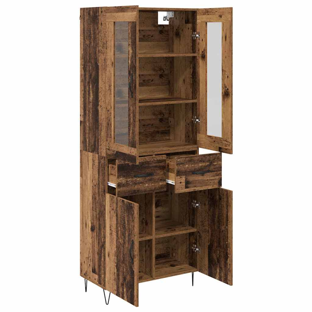 Highboard met lade Oud Hout 69,5 x 34 x 180 cm Bewerkt hout