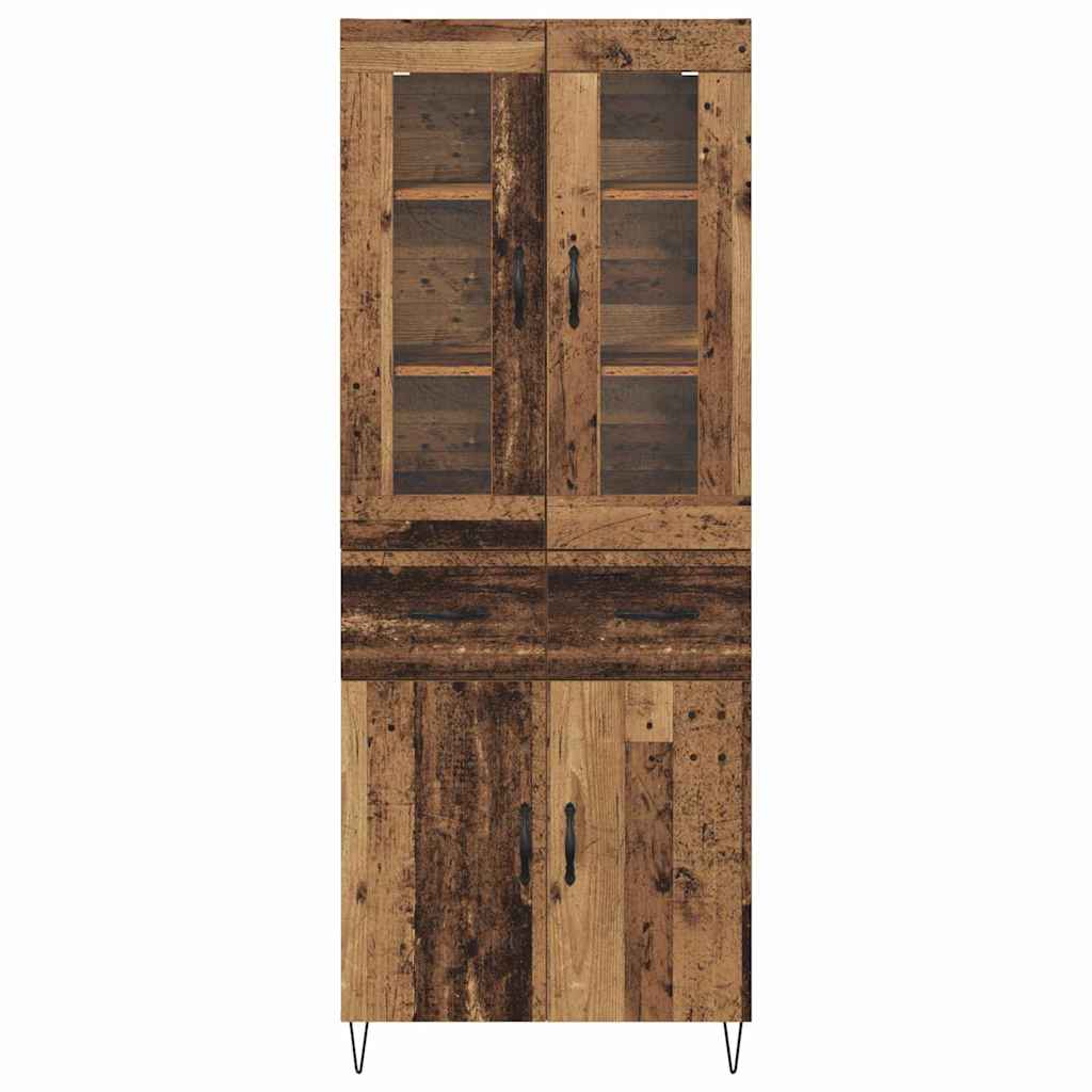 Highboard met lade Oud Hout 69,5 x 34 x 180 cm Bewerkt hout