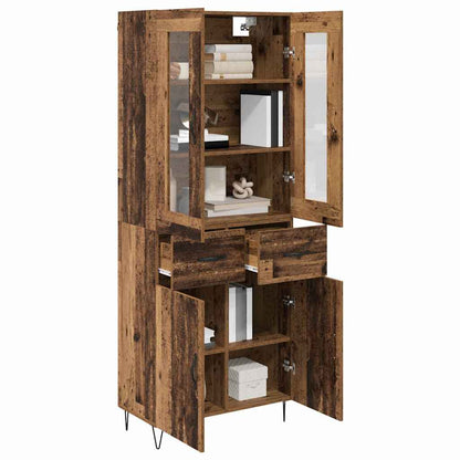Highboard met lade Oud Hout 69,5 x 34 x 180 cm Bewerkt hout