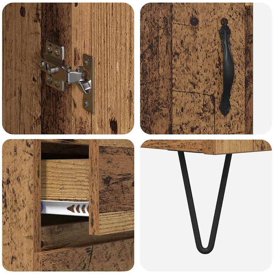 Highboard met lade Oud Hout 69,5 x 34 x 180 cm Bewerkt hout