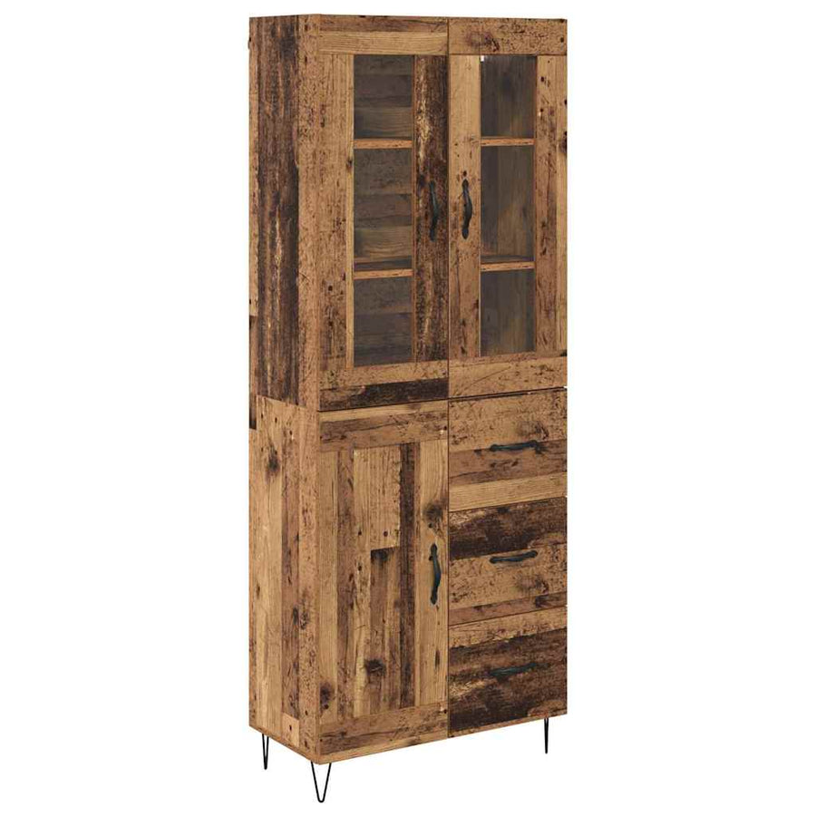 Highboard met lade Oud Hout 69,5 x 34 x 180 cm Bewerkt hout