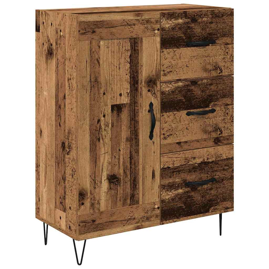 Highboard met lade Oud Hout 69,5 x 34 x 180 cm Bewerkt hout
