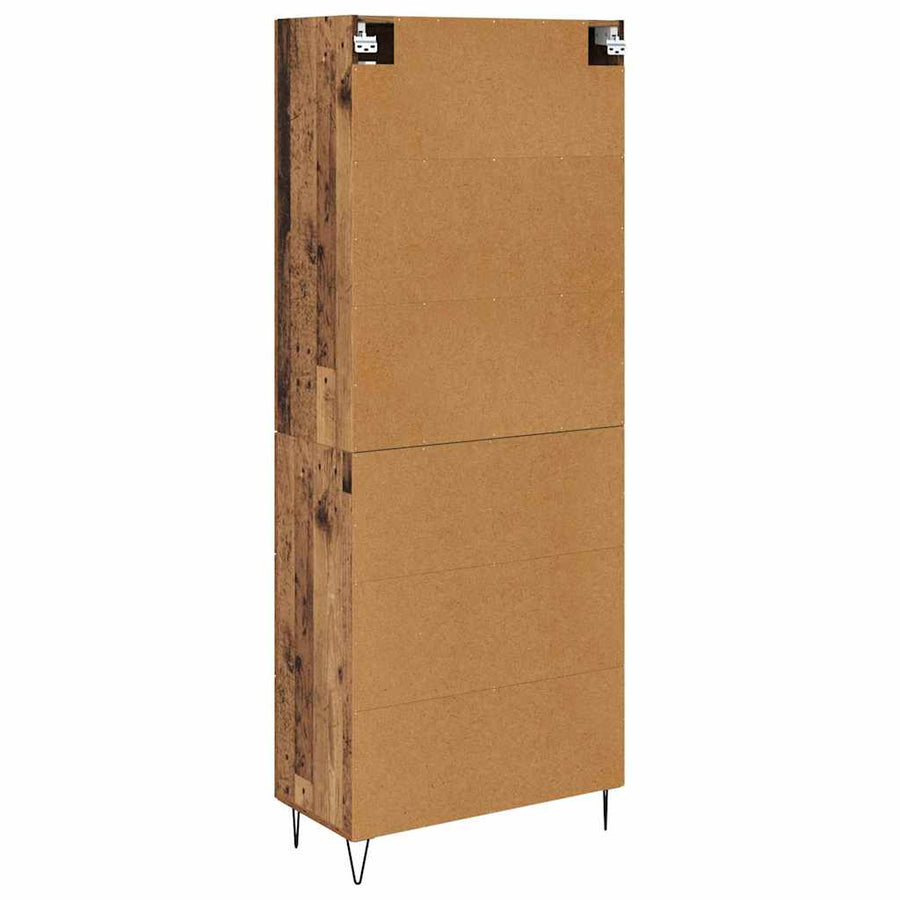 Highboard met lade Oud Hout 69,5 x 34 x 180 cm Bewerkt hout