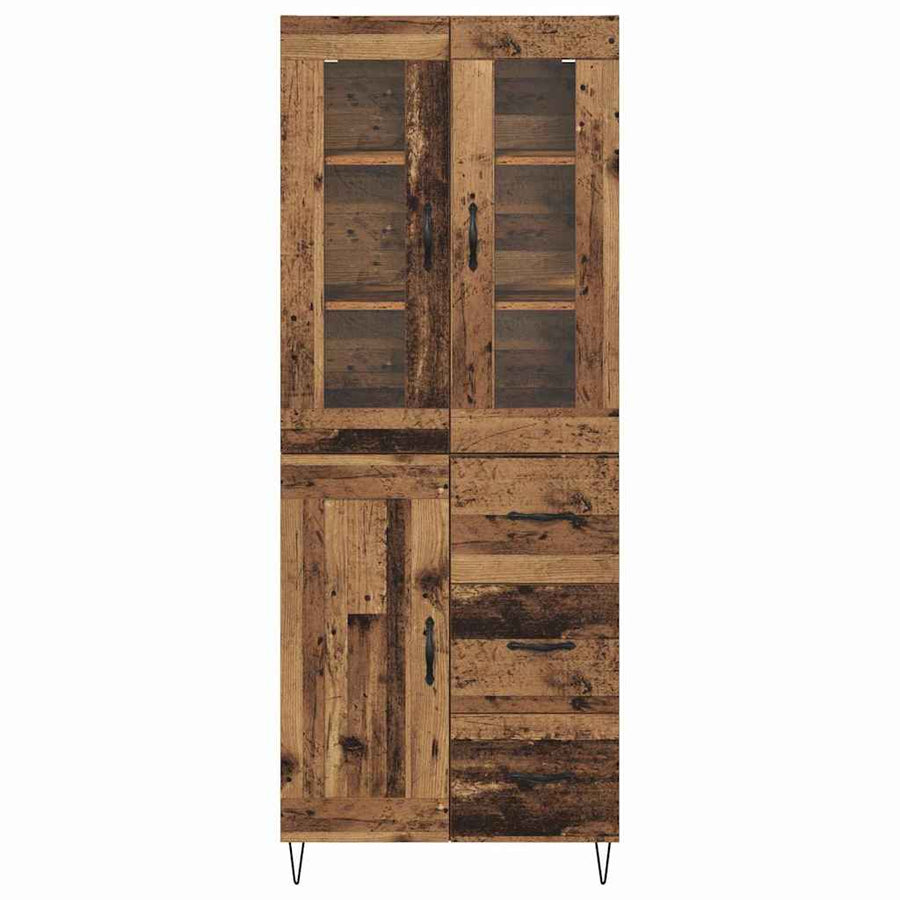Highboard met lade Oud Hout 69,5 x 34 x 180 cm Bewerkt hout