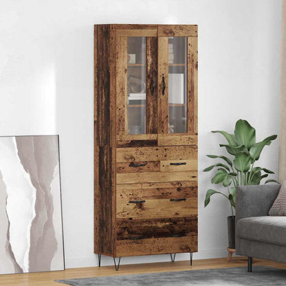 Highboard met lade Oud Hout 69,5 x 34 x 180 cm Bewerkt hout
