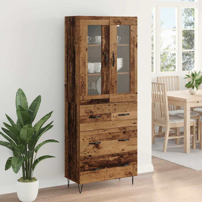 Highboard met lade Oud Hout 69,5 x 34 x 180 cm Bewerkt hout