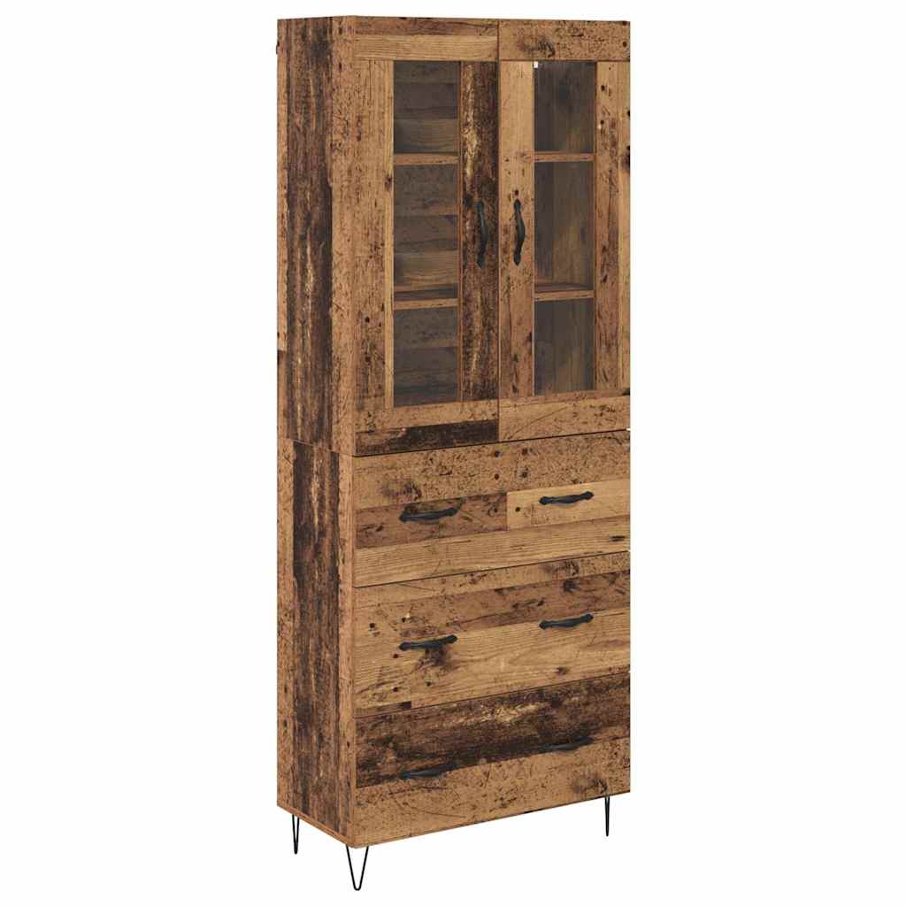 Highboard met lade Oud Hout 69,5 x 34 x 180 cm Bewerkt hout