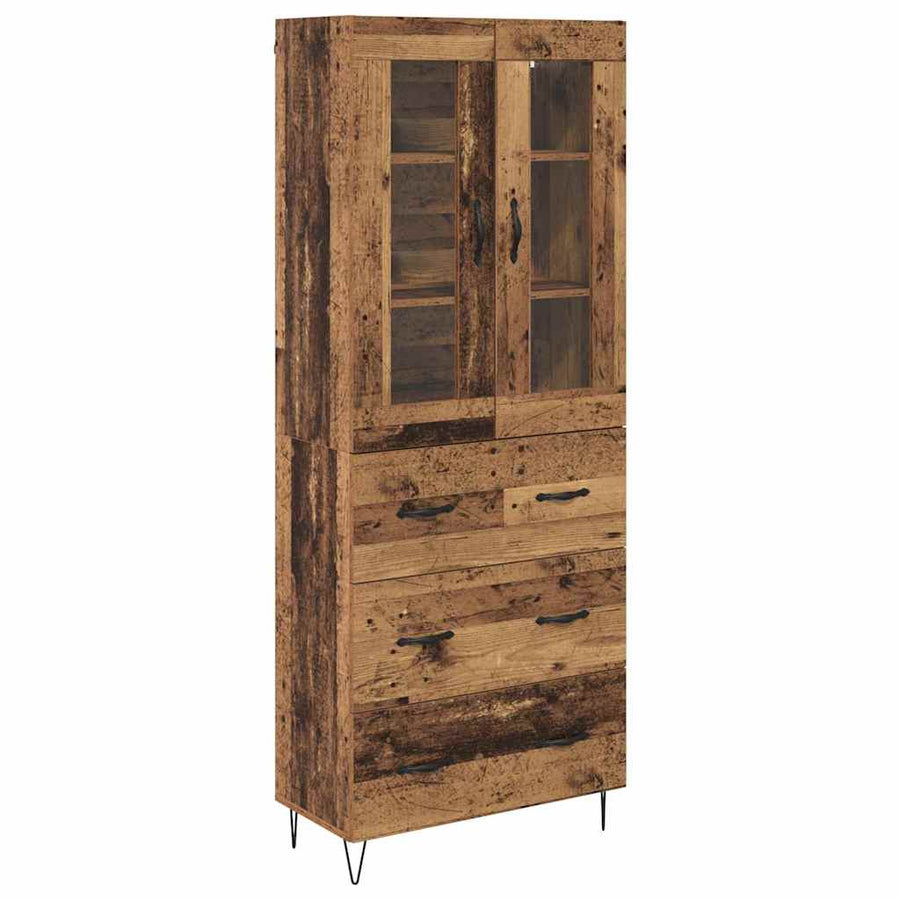 Highboard met lade Oud Hout 69,5 x 34 x 180 cm Bewerkt hout